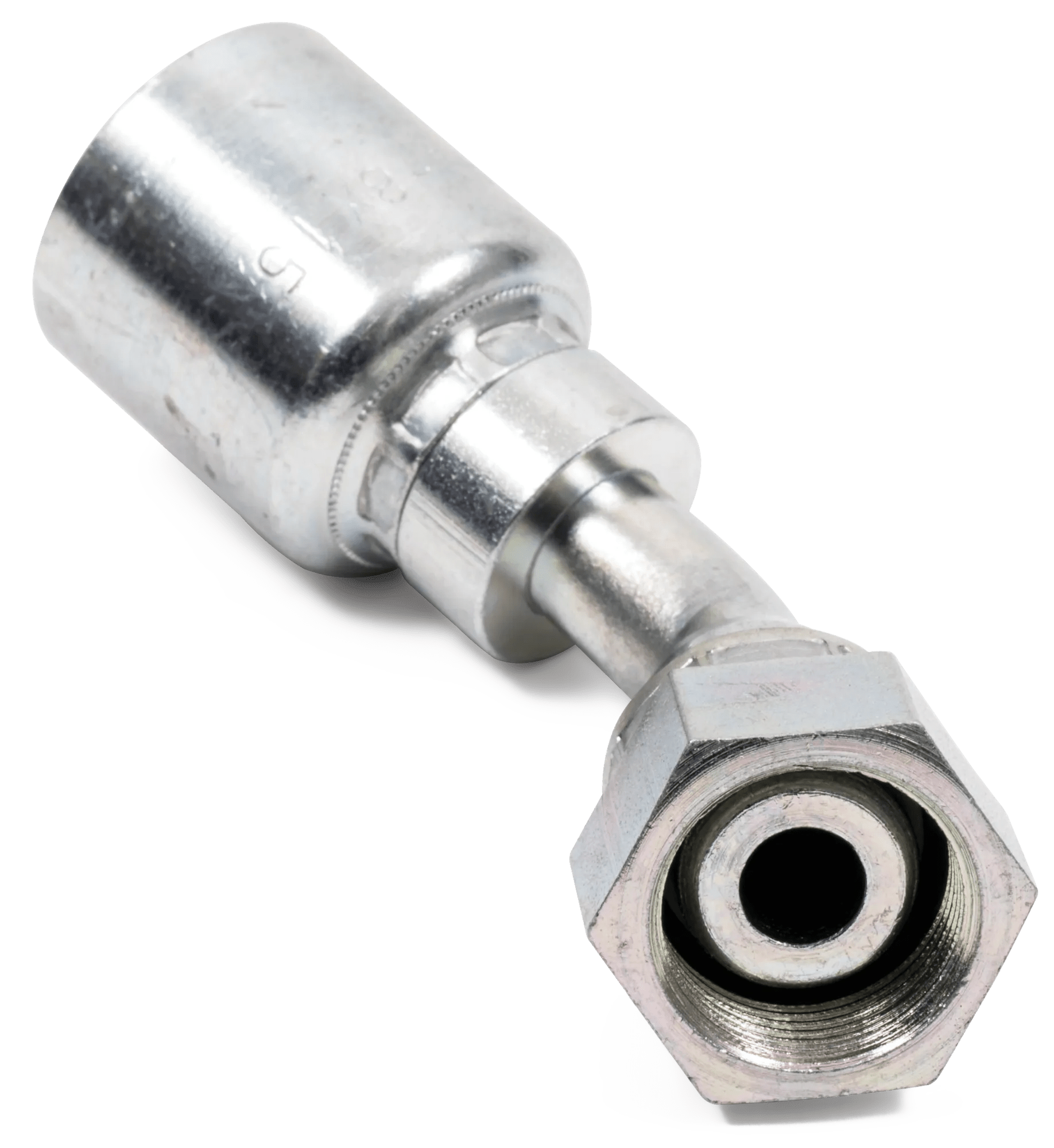Female DIN Universal (Light) 45° Swivel Elbow - Grip Crimp Series