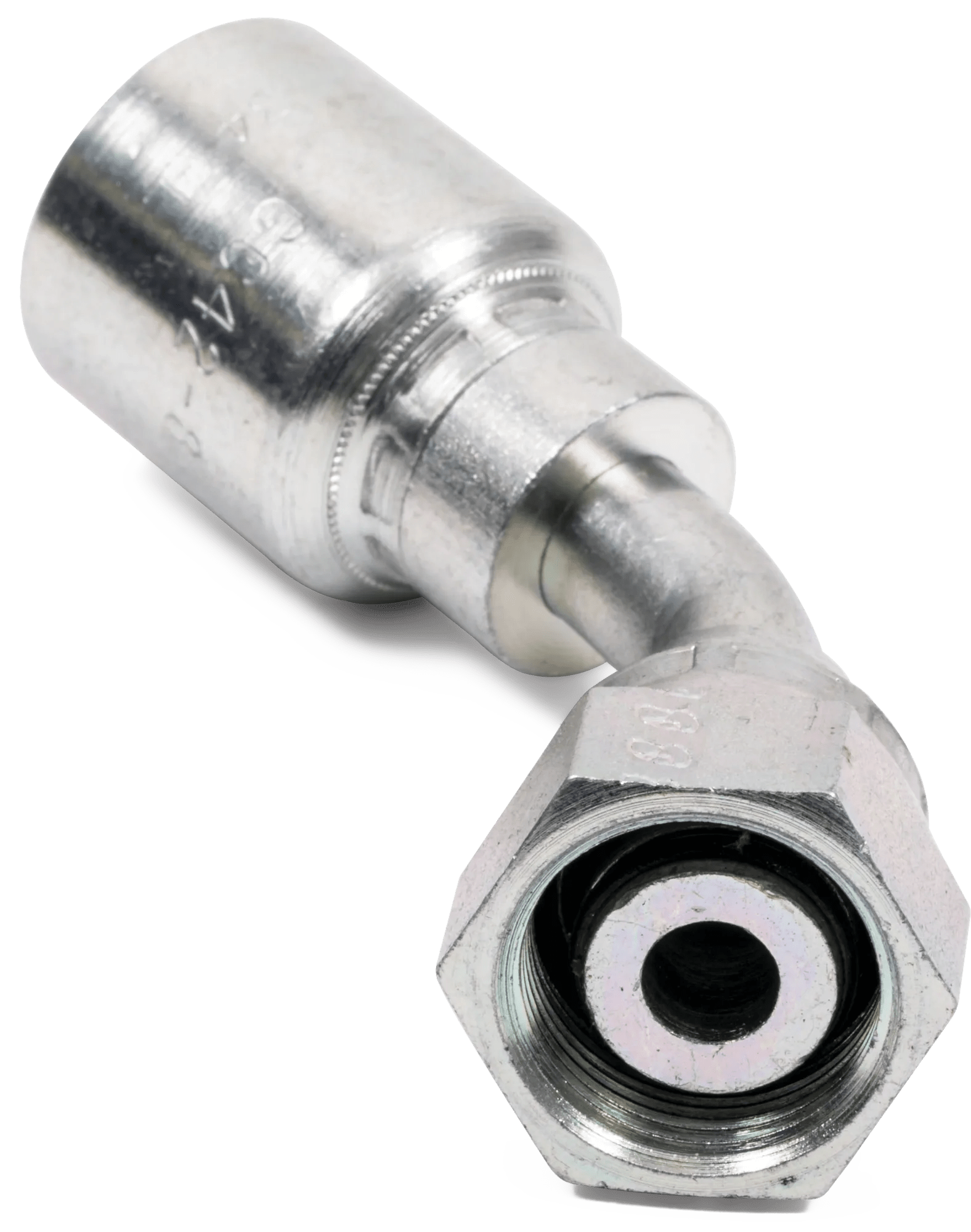 Female DIN 24° (Heavy) 45° Swivel Elbow - Grip Crimp Series