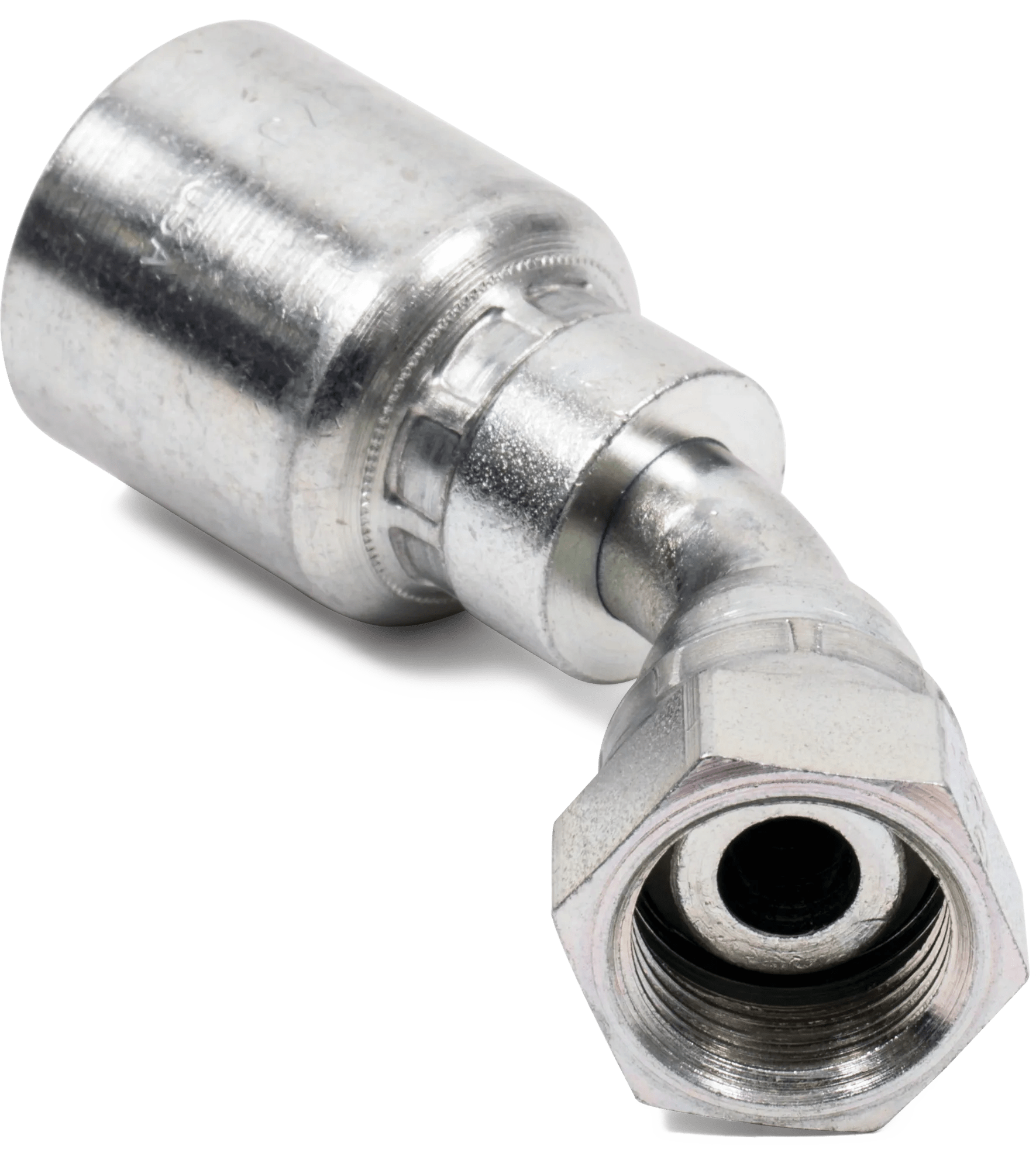 Female BSPP 60° Pipe 45° Swivel Elbow - Grip Crimp Series