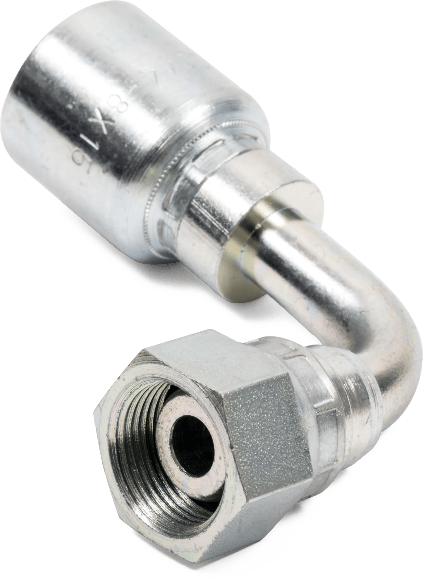 Female DIN Universal (Light) Swivel 90° Elbow - Grip Crimp Series