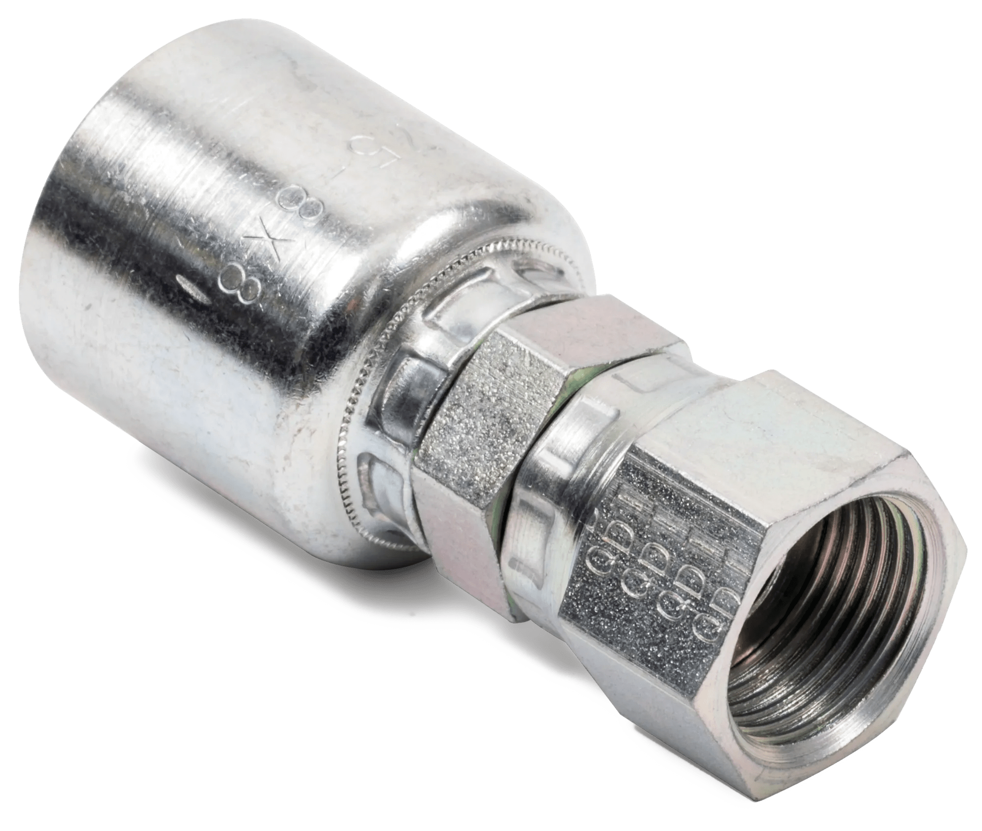 1/4" x 3/8" Female O-Ring Face-Seal Short Swivel Hose End - Grip Crimp Series