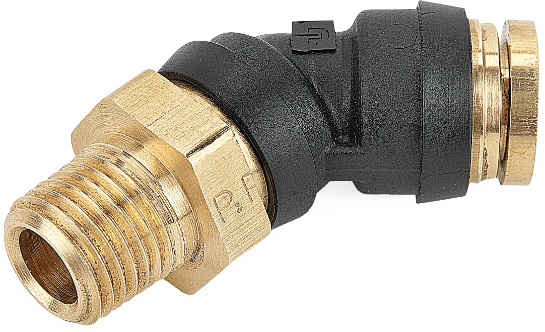 1/2" x 3/8" Parker® DOT 45° Male Elbow Swivel