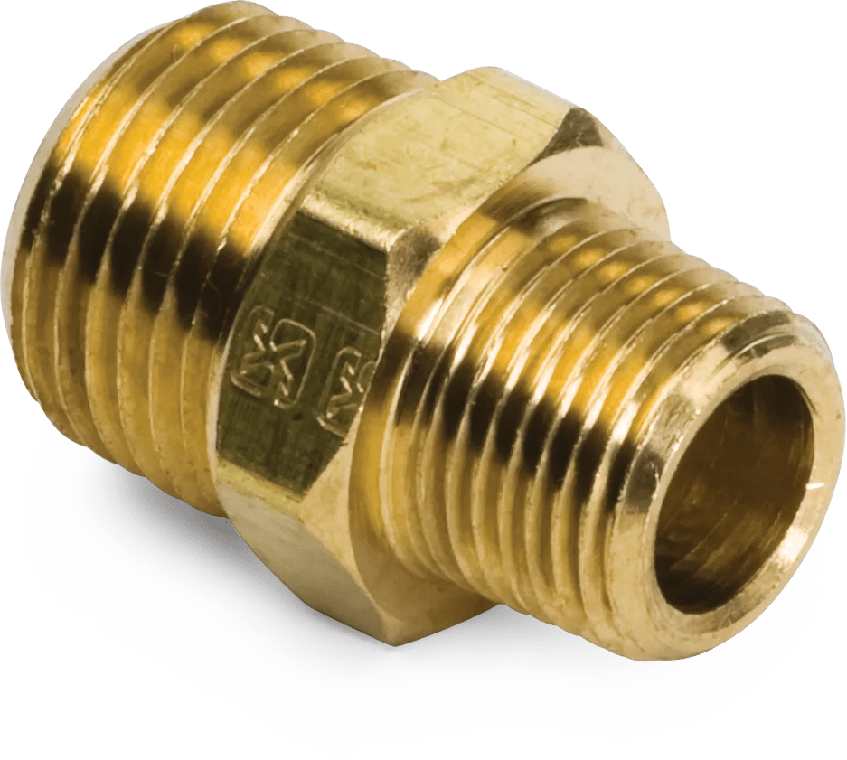 1/2" x 3/8" Lead-Free Brass Pipe Hex Nipple - 2 Pack