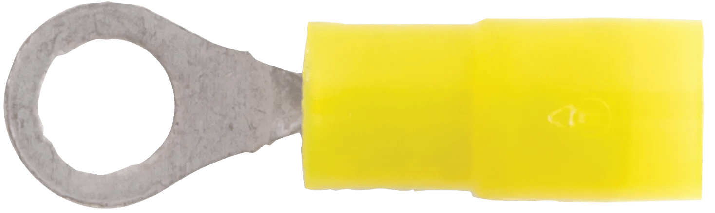 24 - 20 AWG Yellow Nylon Insulated Enduralon™ (#4) Ring Terminal - 50 Pack