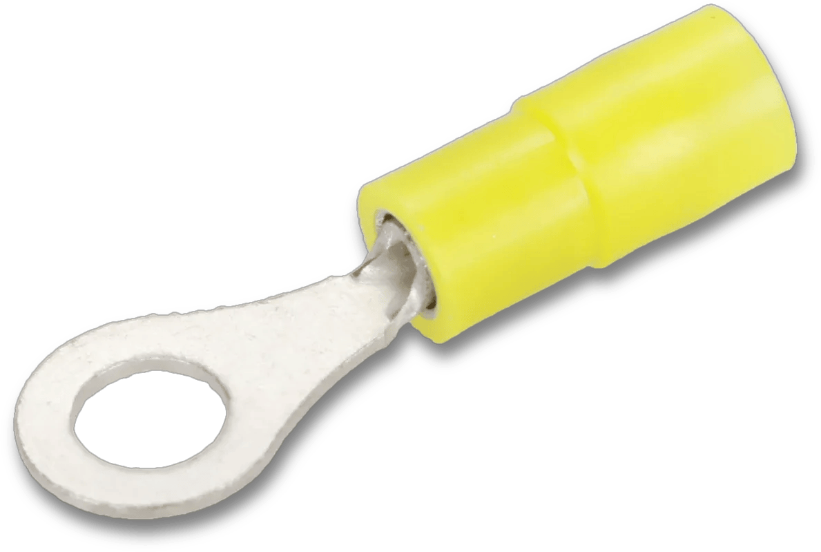 24 - 20 AWG Yellow Nylon Insulated Enduralon™ (#6) Ring Terminal - 50 Pack