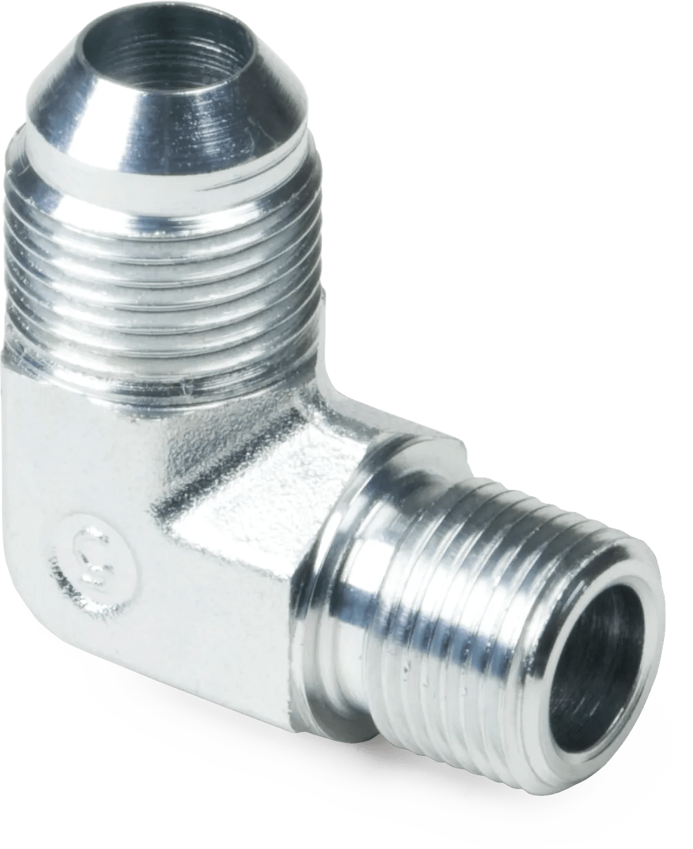 1/4" x 1/4" Male BSPT to Male SAE JIC 37° 90° Elbow