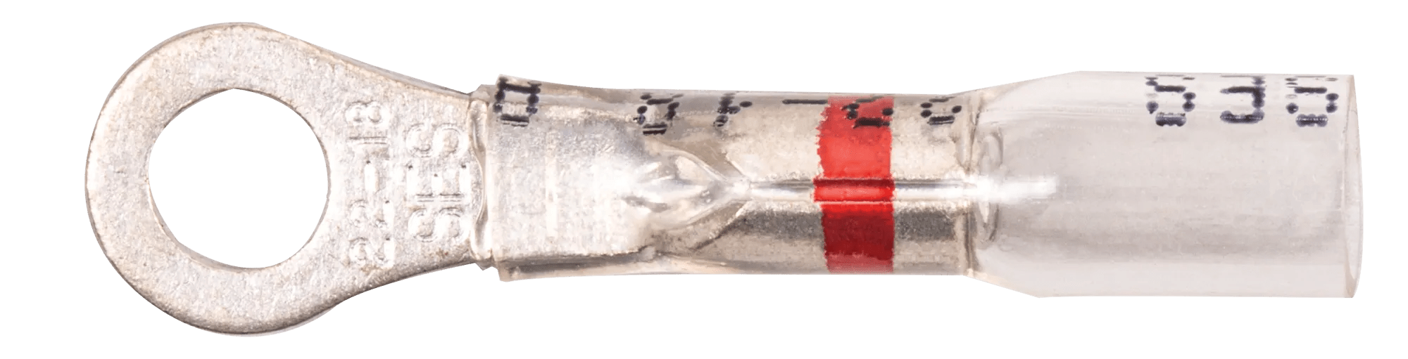 22 - 18 AWG Pro-Tech™ Nytrex Insulated Clear Window Heat Shrink (#8 - #10) Ring Terminal - 25 Pack