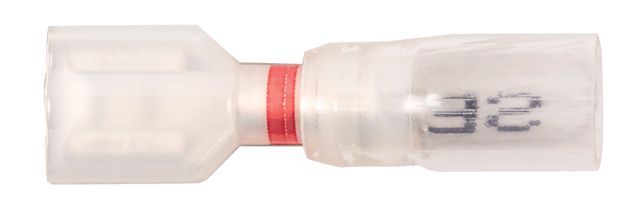 22 - 18 AWG Pro-Tech™ Nytrex Clear Window Heat Shrink (1/4" Tab) Female Quick Slide Terminal - 25 Pack
