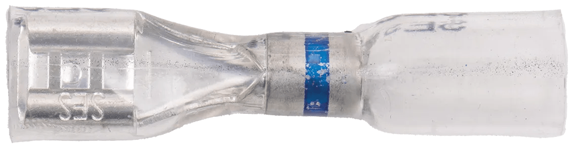 16 - 14 AWG Pro-Tech™ Nytrex Clear Window Heat Shrink (1/4") Female Fully Insulated Long Neck Quick Slide Terminal - 25 Pack