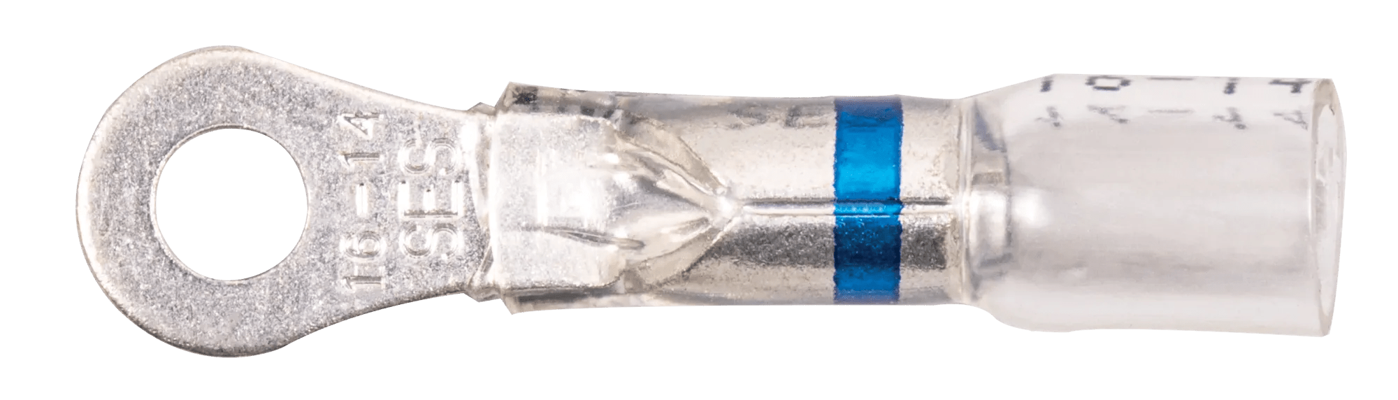 16 - 14 AWG Pro-Tech™ Nytrex Insulated Clear Window Heat Shrink (#6 - #8) Ring Terminal - 25 Pack