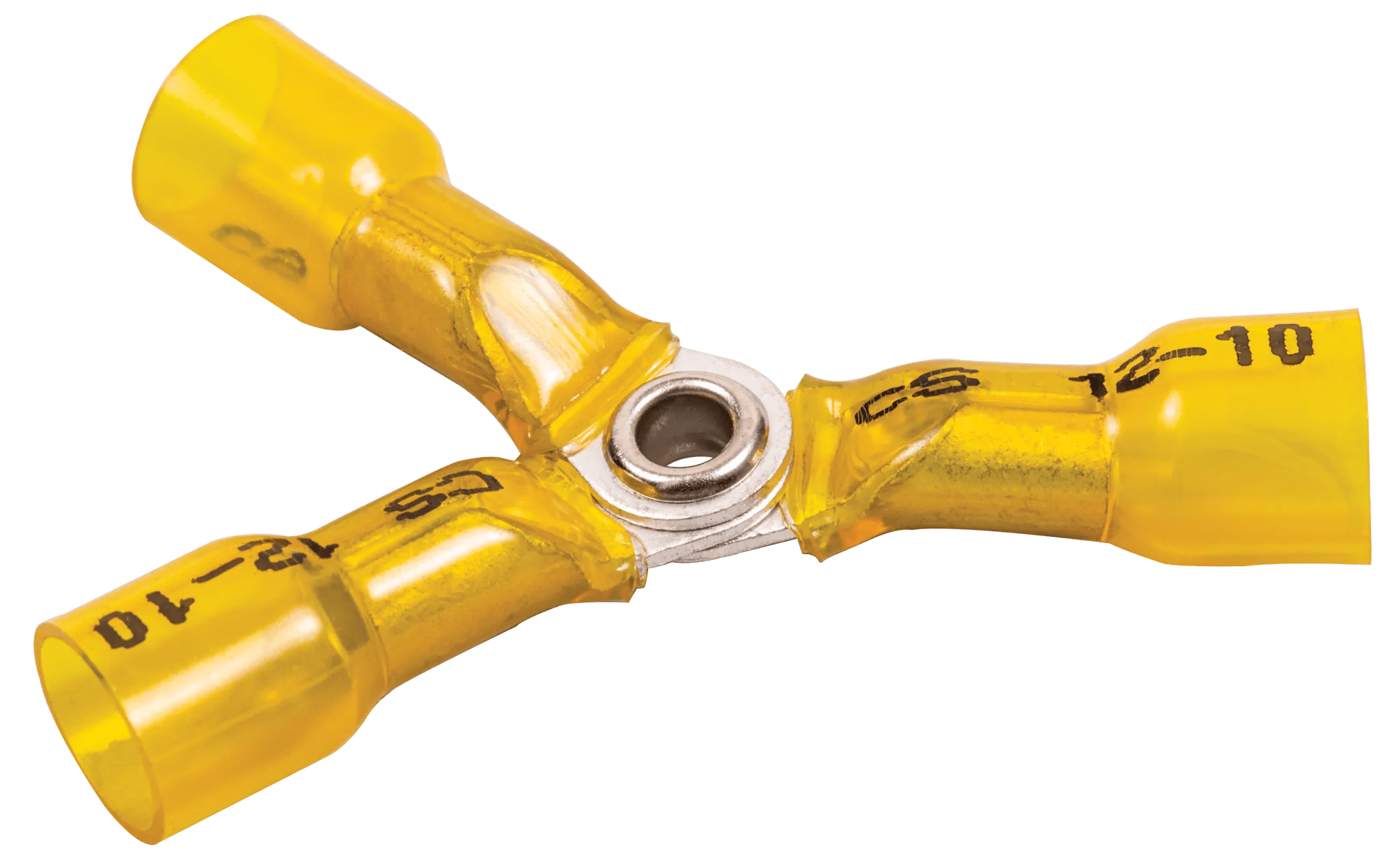 12 - 10 AWG Yellow Pro-Tech™ Nytrex Heat Shrink 3 Way Connectors - 10 Pack