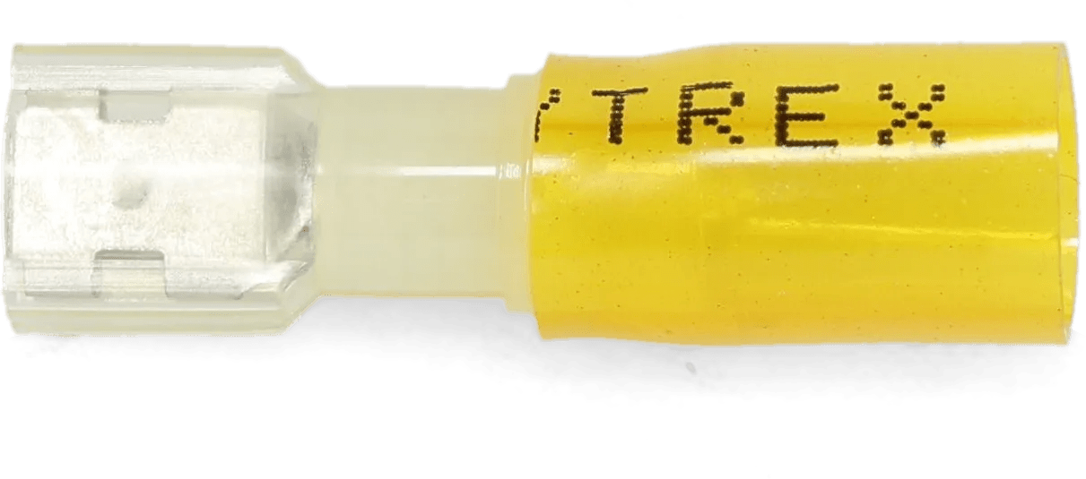 12 - 10 AWG Yellow Pro-Tech™ Nytrex Fully Insulated Heat Shrink (1/4" Tab) Female Quick Slide Terminal