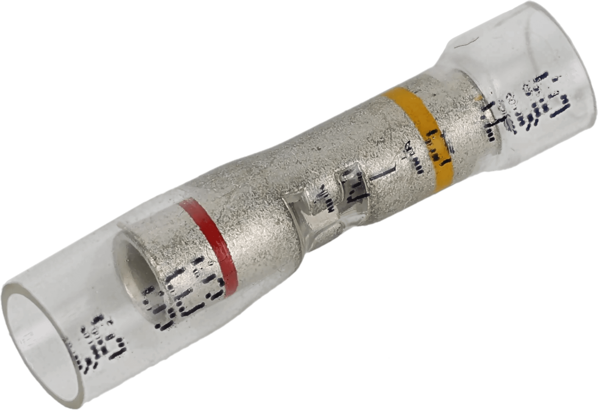 12 - 10 to 8 AWG Red Inspection Window with Yellow Stripe Fully Insulated Pro-Tech™ Nytrex Step Down Butt Connector