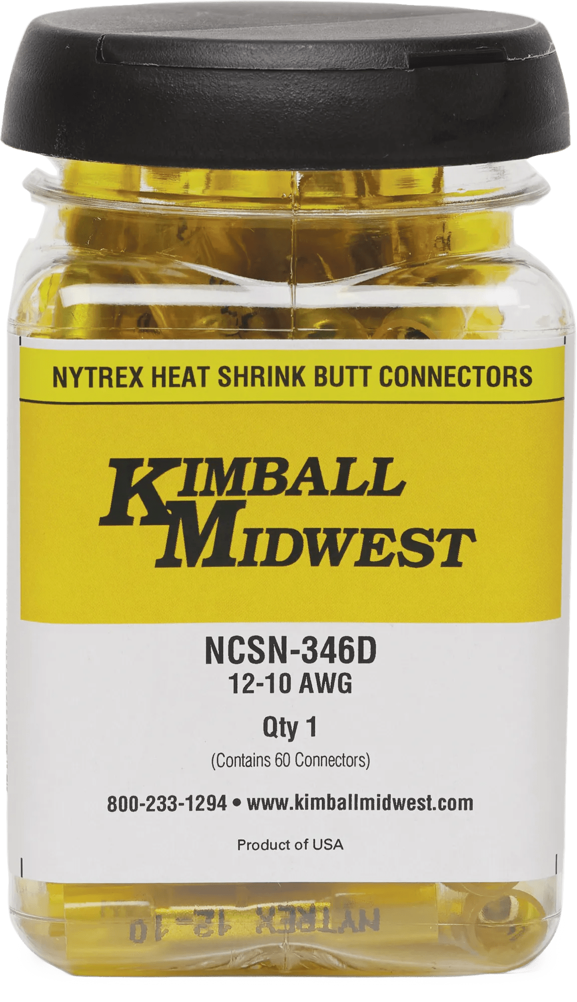 12 - 10 AWG Yellow Pro-Tech™ Nytrex Fully Insulated Heat Shrink Butt Connector with Dispenser Jar - 60 Pack