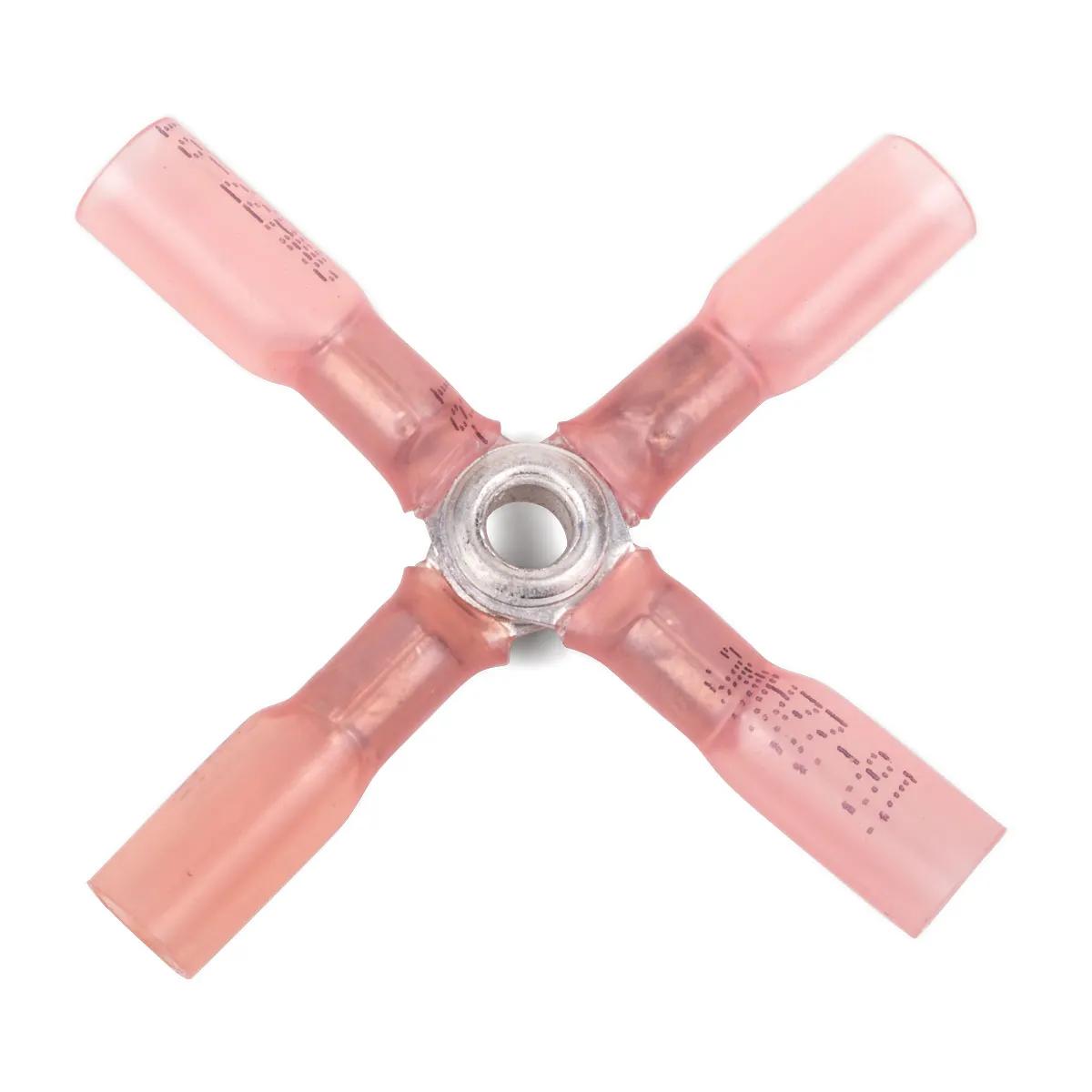22 - 18 AWG Red Polyolefin Insulated Pro-Tech™ Commercial Grade Heat Shrink 4-Way Connector - 25 Pack