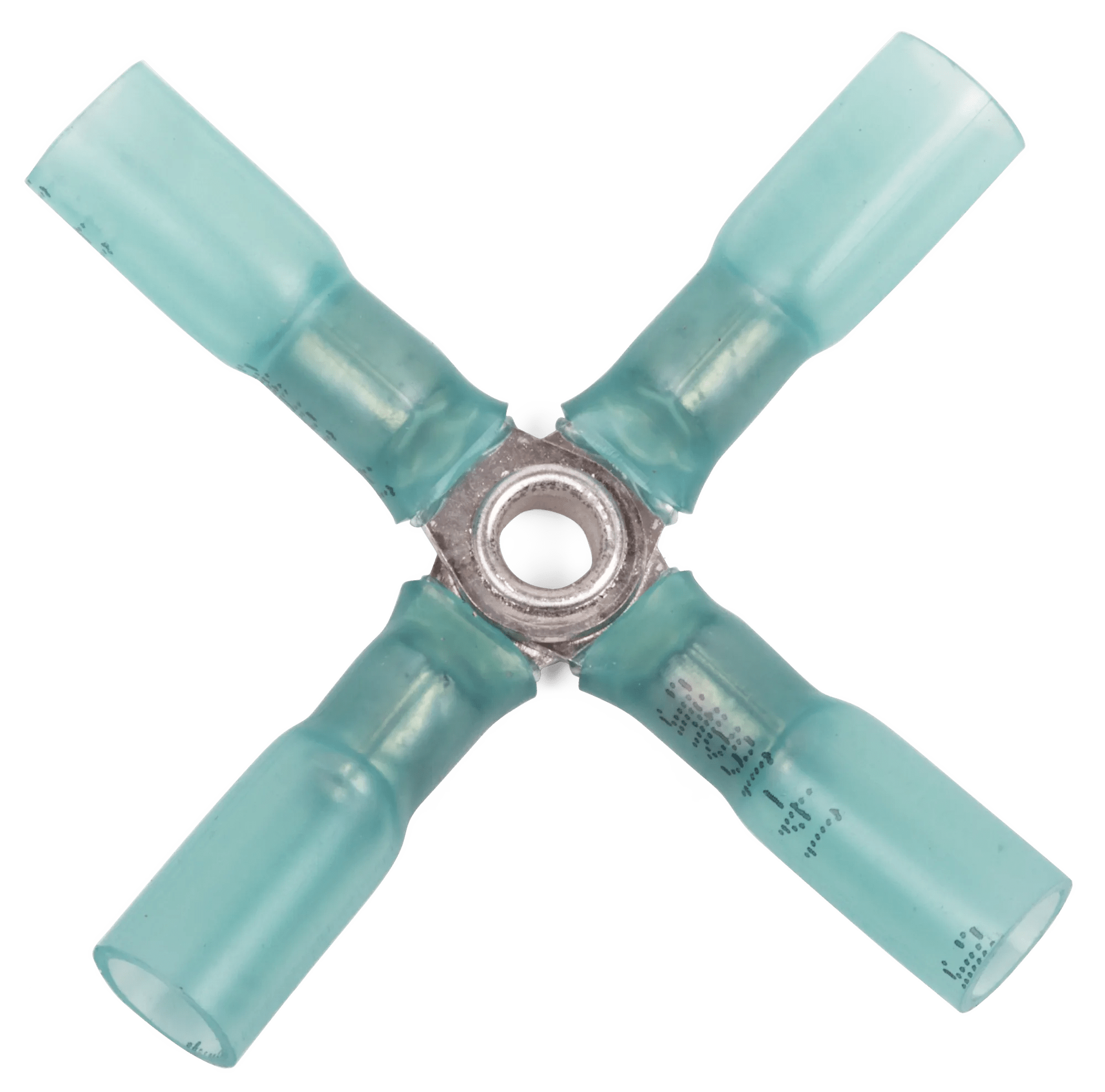 16 - 14 AWG Blue Polyolefin Insulated Pro-Tech™ Commercial Grade Heat Shrink 4-Way Connector - 25 Pack