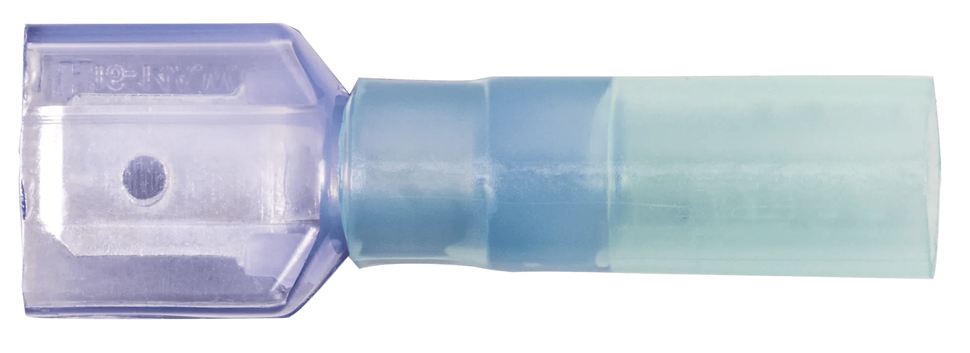 16 - 14 AWG Blue Polyolefin Fully Insulated Pro-Tech™ Commercial Grade Heat Shrink (1/4" Tab) Male Quick Slide Terminal - 25 Pack