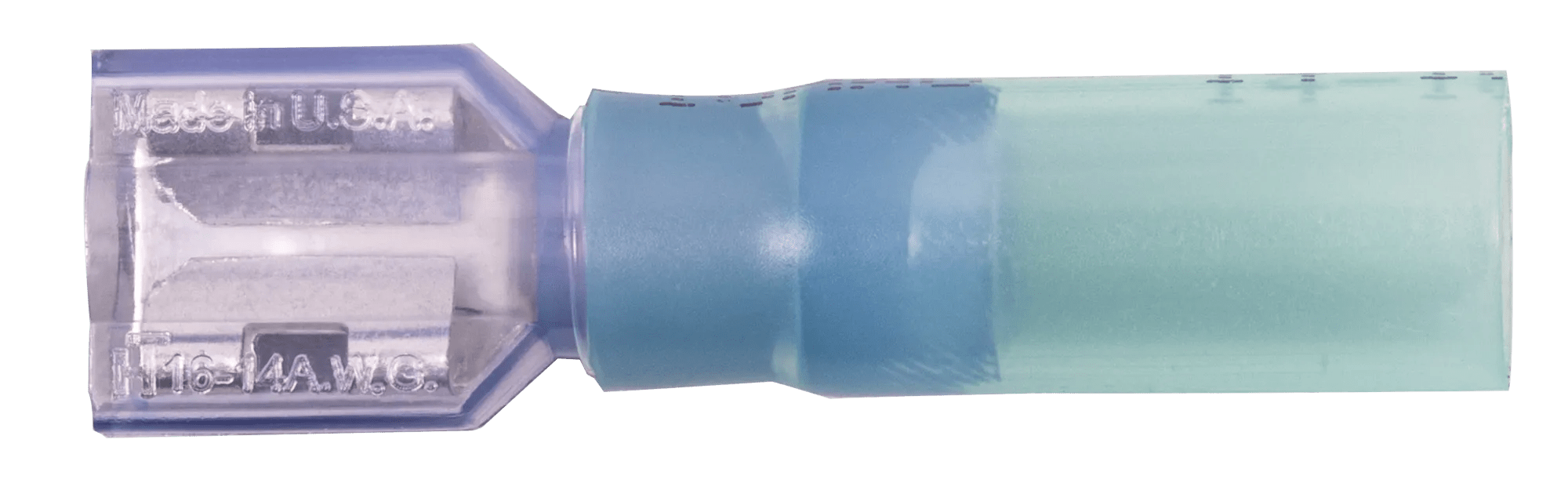 16 - 14 AWG Blue Polyolefin Fully Insulated Pro-Tech™ Commercial Grade Heat Shrink (1/4" Tab) Female Quick Slide Terminal
