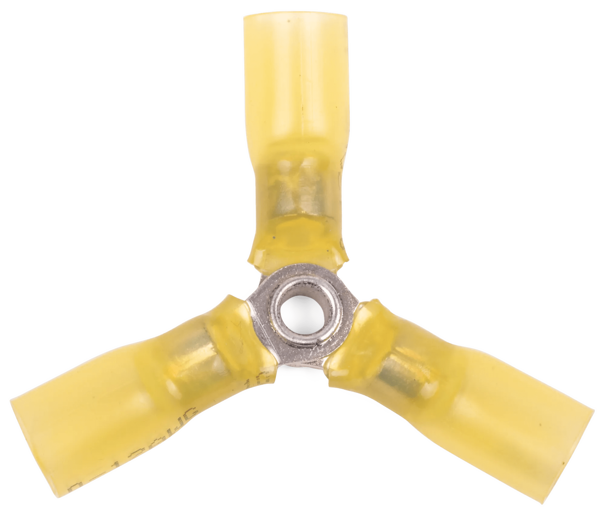 12 - 10 AWG Yellow Polyolefin Insulated Pro-Tech™ Commercial Grade Heat Shrink 3-Way Connector - 25 Pack