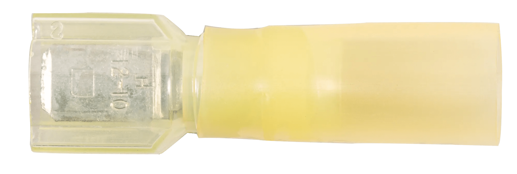 12 - 10 AWG Yellow Polyolefin Fully Insulated Pro-Tech™ Commercial Grade Heat Shrink (1/4" Tab) Male Quick Slide Terminal - 25 Pack