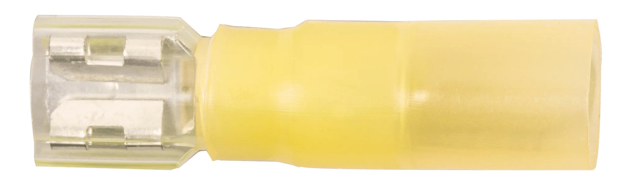 12 - 10 AWG Yellow Polyolefin Fully Insulated Pro-Tech™ Commercial Grade Heat Shrink (1/4" Tab) Female Quick Slide Terminal
