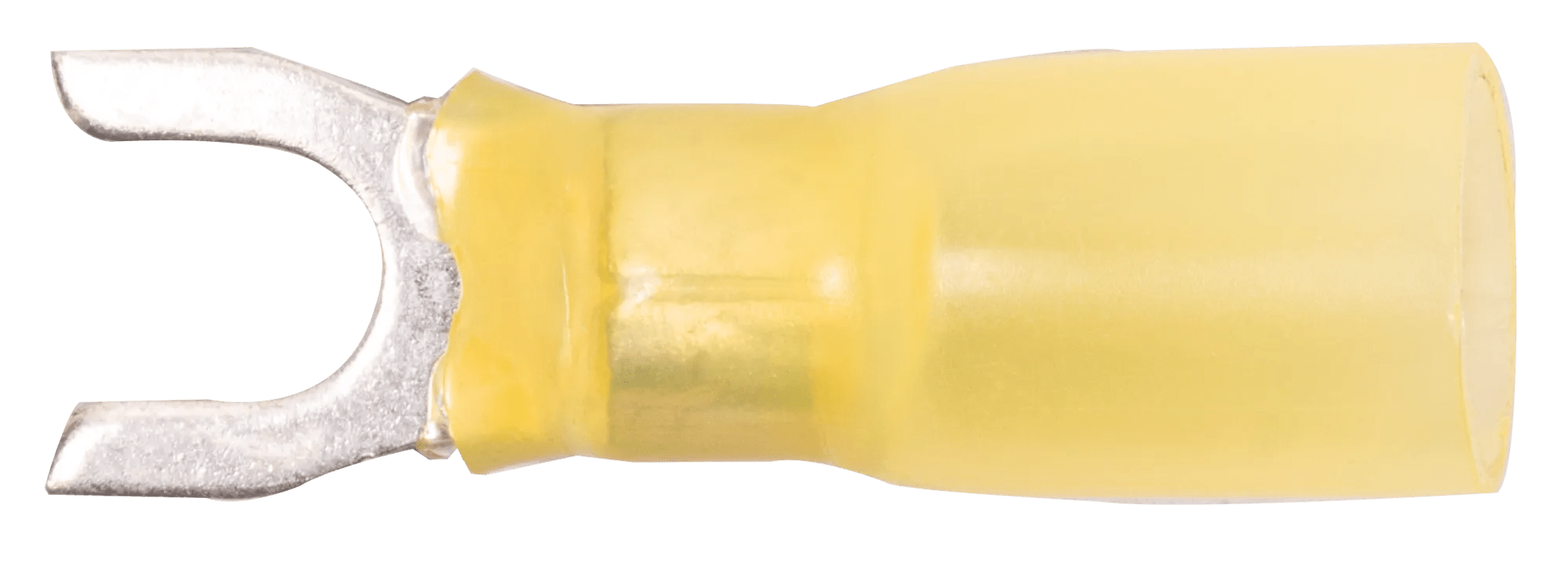 12 - 10 AWG Yellow Polyolefin Insulated Pro-Tech™ Commercial Grade Heat Shrink (#8 - #10) Spade Terminal - 25 Pack