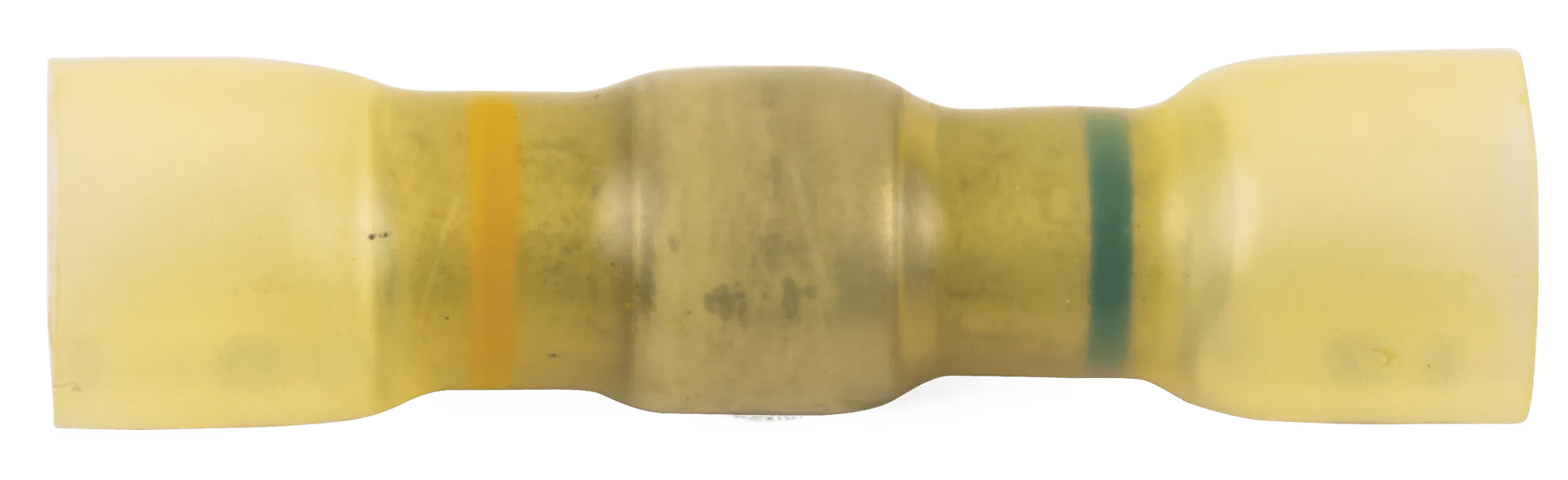 16 - 14 to 12 - 10 AWG Yellow Polyolefin Insulated Ultra-Link Crimp & Solder Step Down Butt Connector - 10 Pack