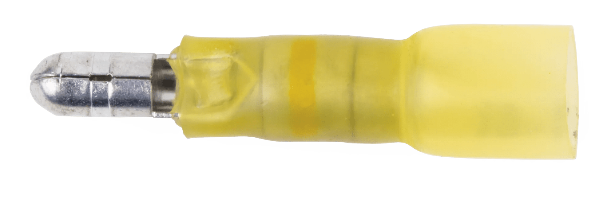 12 - 10 AWG Yellow Polyolefin Insulated Ultra-Link Crimp & Solder (.180) Male Long Neck Snap Plug - 20 Pack