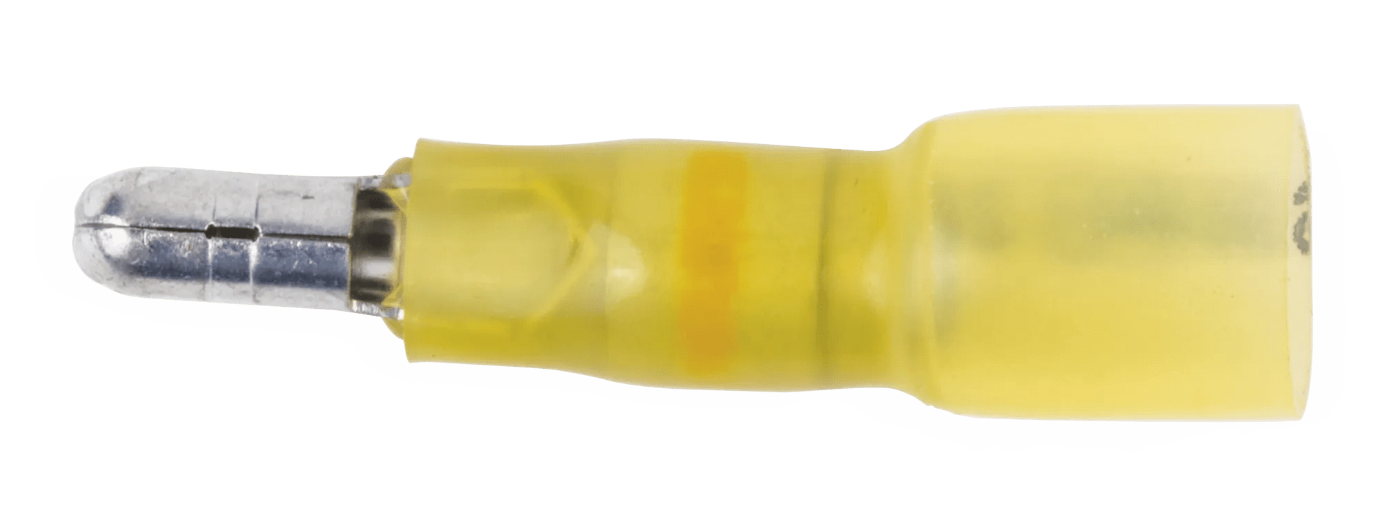 12 - 10 AWG Yellow Polyolefin Insulated Ultra-Link Crimp & Solder (.157) Male Long Neck Snap Plug - 20 Pack