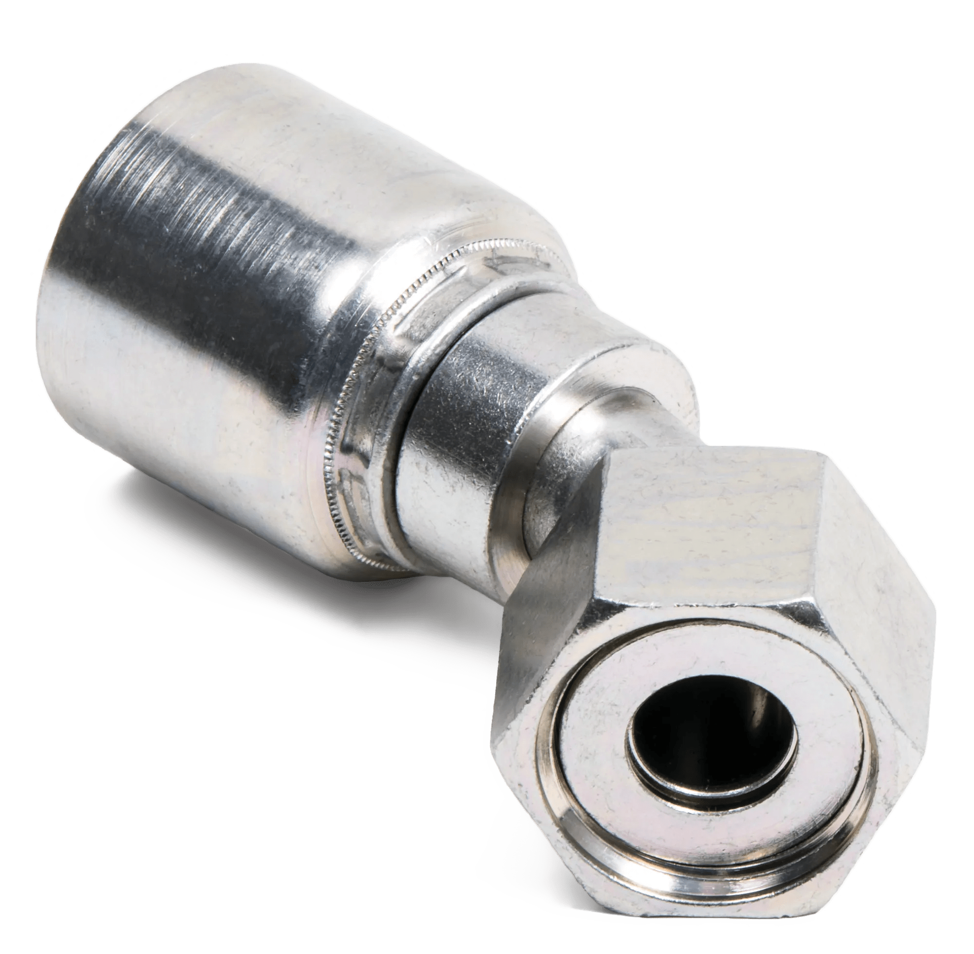 1/2" x 3/4" Female O-Ring Face Seal Swivel 45° Elbow - Kim-Krimp Z Series