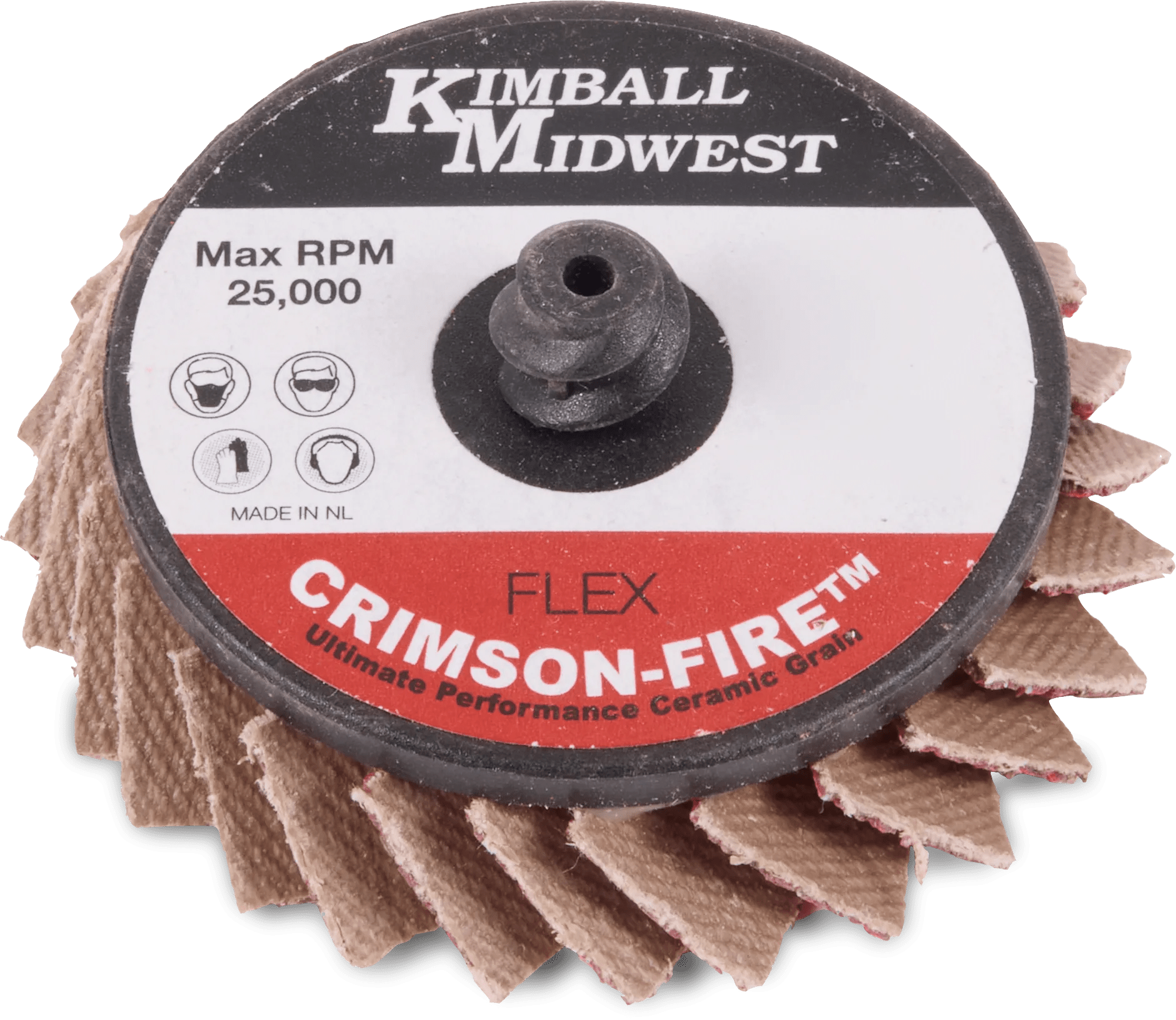 2" 40 Grit Type R Crimson-Fire™ Mini Flex Ceramic Grain Flap Disc